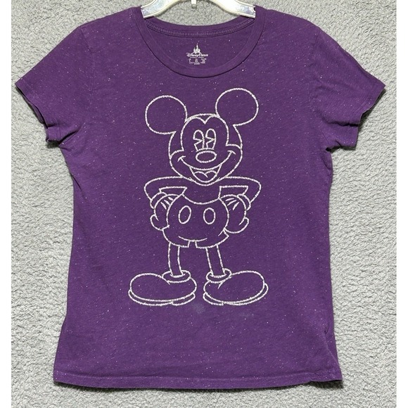 Disney Tops - Disney Parks Women's‎ Size 1X Mickey Mouse Shirt Purple With Silver Sparkles